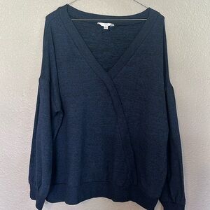 Time and Tru Women's Hacci Wrap Top Blue - Size XL